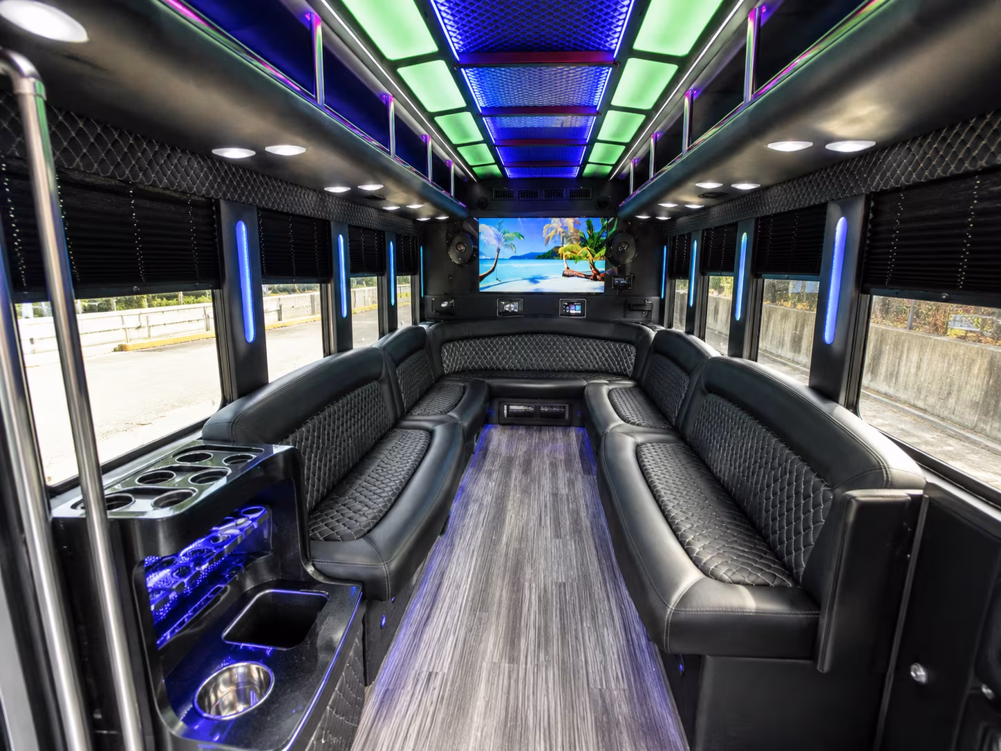 irvine 18 passenger party bus inside