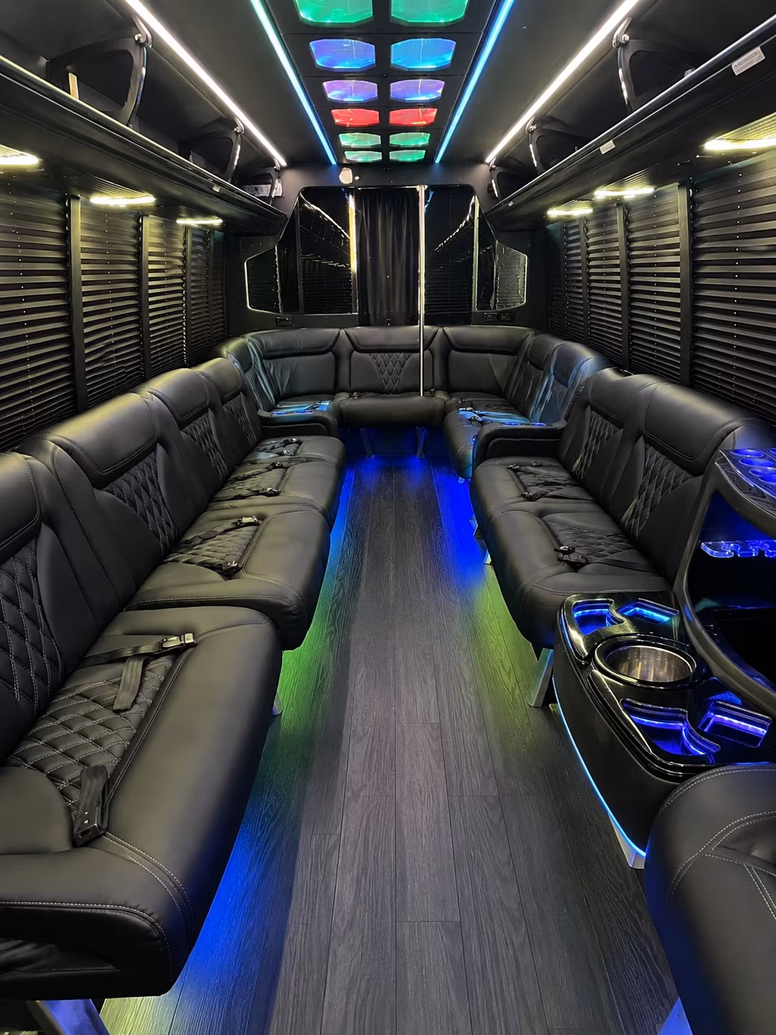 irvine 20 passenger party bus interior