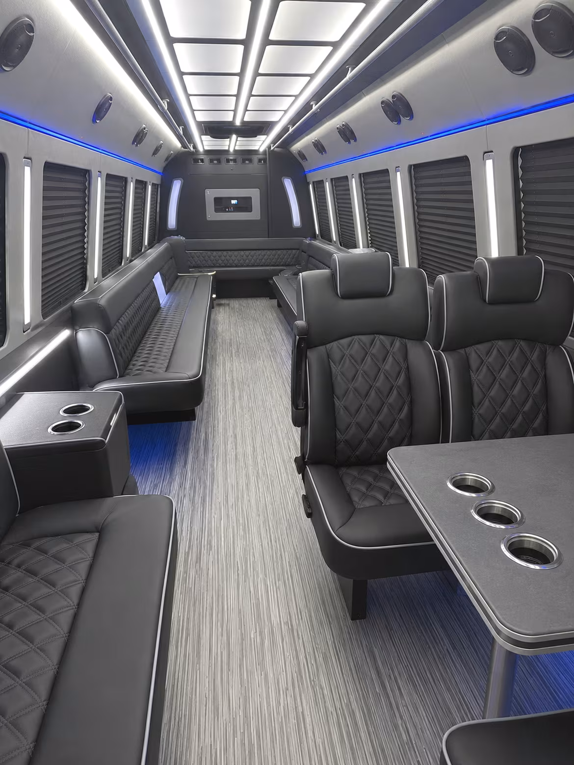 irvine 25 passenger party bus inside