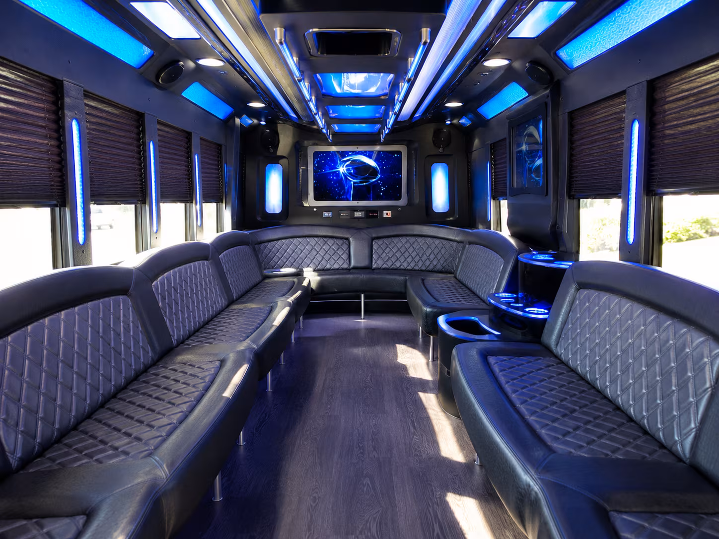 irvine 28 passenger party bus inside