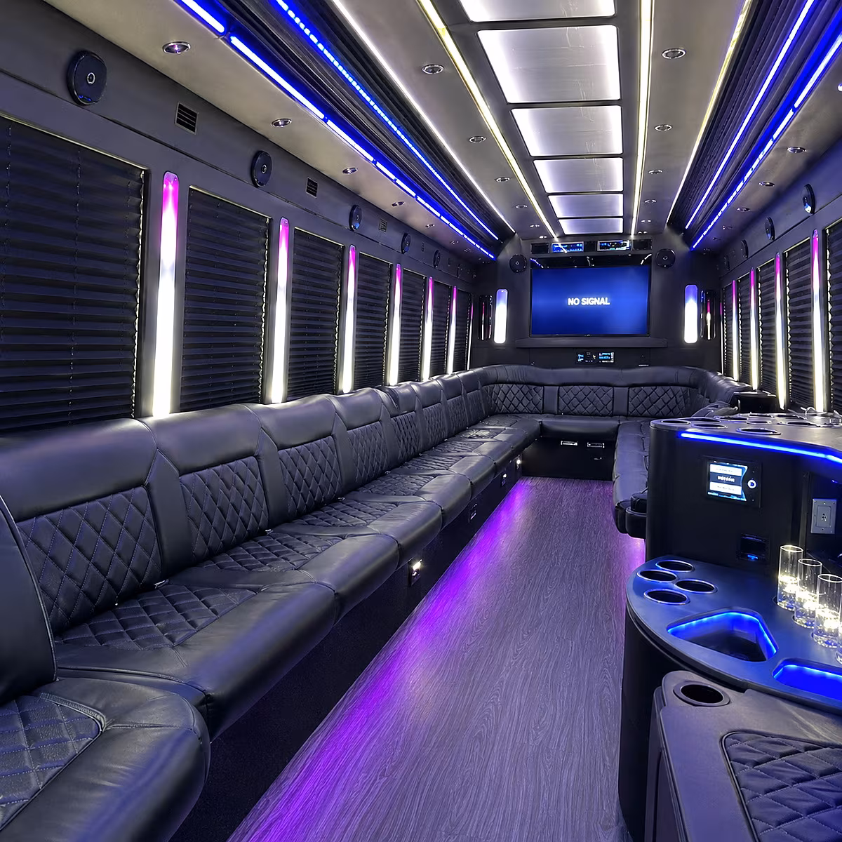 irvine 30 passenger party bus inside