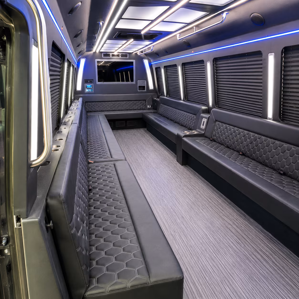 irvine 40 passenger party bus interior
