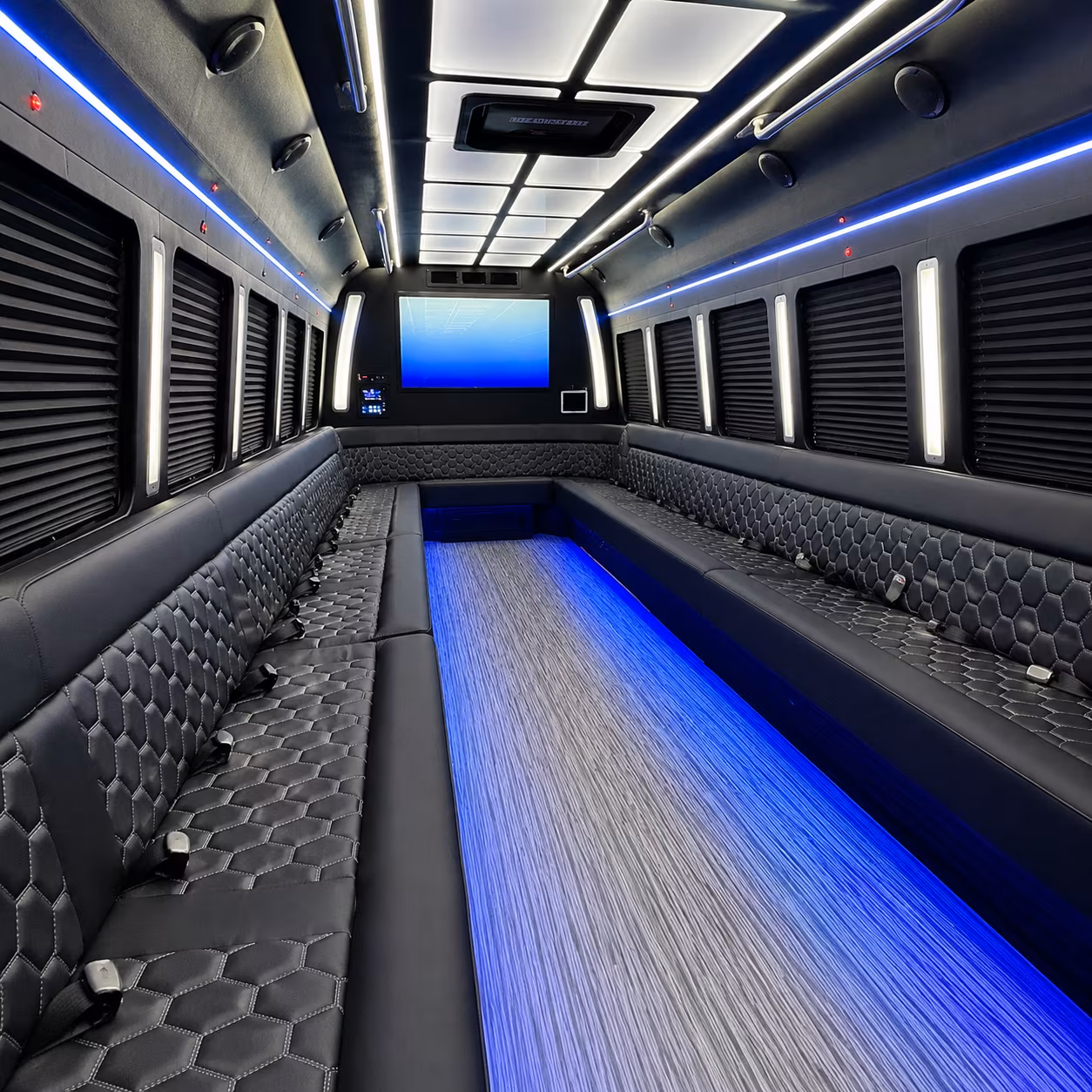 irvine 50 passenger party bus inside
