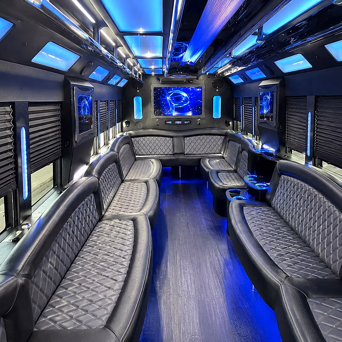 irvine 50 passenger party bus interior